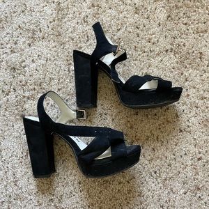 Chunky platform heels black